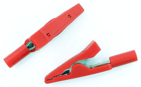 27.187.1 krokodylek izolowany 41,5mm, 60V / 10A, czerwony
