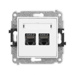 ICON Mechanizm gniazda komputerowego podwójnego 2xRJ45, kat. 7, ekranowane, 8-stykowy biały IGK-10