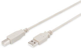 USB 2.0 adapter cable, USB plug type A to USB plug type B, 1.8 m, beige, AK-300105-018-E