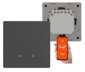 Włącznik światła 2obw. Zigbee Tuya bez N Moes Star Ring Szary