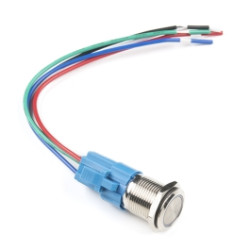 Metal Pushbutton with Wires - Latching (16mm, Green)