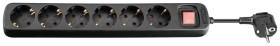 Listwa zasilająca z 6 gniazdami i wyłącznikiem, 1,5m, czarny - Długość kabla 1.5 m