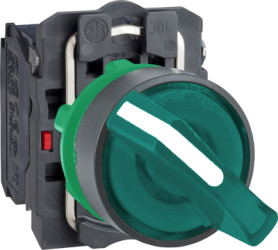 Toggle switch, illuminable, latching, 1 Form A (N/O) + 1 Form B (N/C), waistband round, green, front ring black, 2 x 90°, mounti