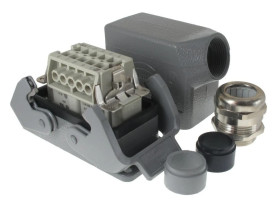 Obudowa metalowa złącza HAN-KIT 10B 10+PE męski+żeński 500V 16A Han B wejście kątowe+pulpitowe (przelotowe) M25 10330100000