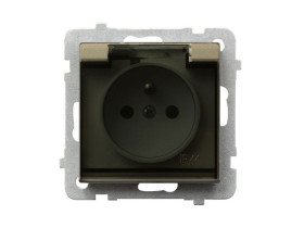 SONATA Gniazdo pojedyncze z uziemieniem IP44 szampański złoty GPH-1RZ/m/39/d OSPEL