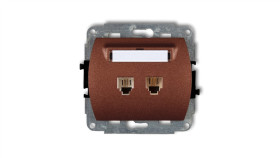 Trend Gniazda Telefoniczne Podwójne 2Xrj11, 4-Stykowy Brązowy Metalik 9Gt-2