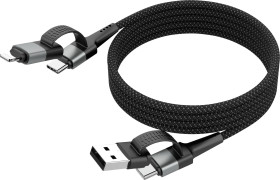 Ansmann Kabel USB Złącze męskie USB-A, Złącze męskie USB-C®, Złącze męskie Lightning 120 cm czarny Materiałowy płaszcz 1