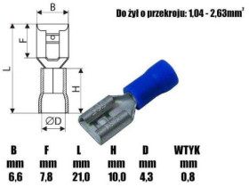 Nasuwka 6,3 niebieska zaciskana