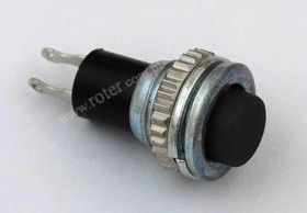 Przełącznik przyciskowy okrągły metal, off-(on) czarny