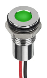 Lampka kontrolna do montażu panelowego 1.8 → 3.3V dc, zielona 8mm LED Chrom Wyprowadzenia RS PRO