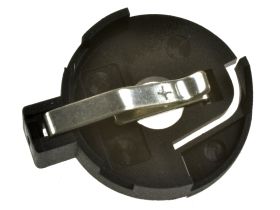 Koszyk baterii; CR2032; 1xCR2032; 2 piny; do druku poziomy; zatrzask; pojemnik; czarny; 2032