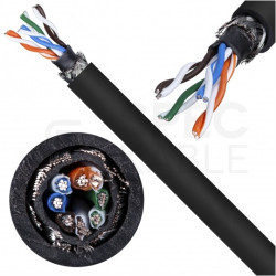 Kabel sieciowy S/UTP kat.5e skrętka mobilna 4x2x0,48mm zewnętrzny suchy PVC czarny linka Bitner BiTsound