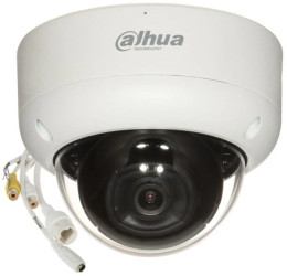Kamera IP kopułkowa DAHUA, 5 Mpix,WDR, AI, IR do 50 m, ob 2.8mm, SDXC, alarm: 1/1, audio: 1/1, wbudowany mikrofon, IP67, 12VDC/P