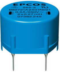 Power line choke, radial, 39 mH, 400 mA, B82721A2401N020