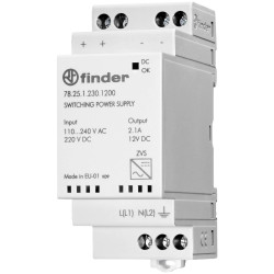 Finder 78.25.1.230.1200 Rail mounted PSU 12 V DC 2.1 A 25 W 35 mm width