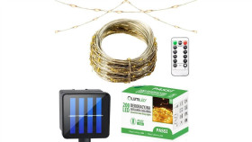 Girlanda Solarna Ogrodowa 200X Led Ozdobna 21M Ciepła 3000K + Pilot Passi...