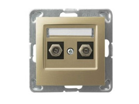 IMPRESJA Gniazdo antenowe typu "F" podwójne złoty metalik GPA-2YF/m/28 OSPEL