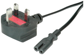Kabel zasilający VALUE UK z wtyczką płaską Euro C7, 2-stykowy, czarny, 1,8 m