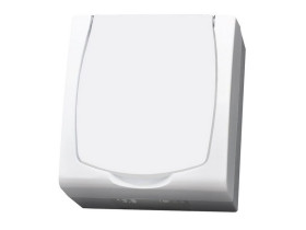 MADERA Gniazdo pojedyncze z uziemieniem schuko z przesłonami torów prądowych wieczko w kolorze wyrobu biały GNH-1NSP/00/w OSPEL