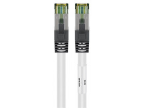 Kabel Patchcord CAT 8.1 S/FTP PIMF RJ45/RJ45 0,5m biały