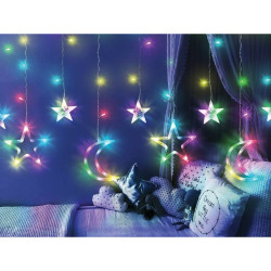 Kurtyna świetlna LED Multikolor Gwiazdki i księżyce, dekoracyjna