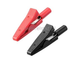 Krokodylek gniazdo 2mm czarny,czerwony; 10A; kpl.