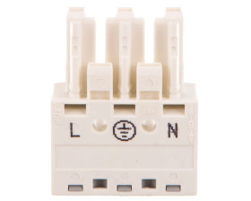 Gniazdo 3-torowe z obudową odciążającą naciąg białe WINSTA 770-123 /25szt./