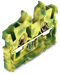 2 wire mini through terminal, push-in connection, 0.14-1.5 mm², 2 pole, 13.5 A, 6 kV, yellow/green, 2050-307