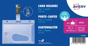 4826 ID card holder, 54 x 85 mm, with clip, 25 pieces