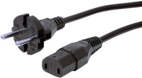 Device connection cable, Europe, plug type C, straight on C17 socket, straight, H05VV-F2x1.0 mm², black, 2.5 m, XVIIG-H05VVF2X10