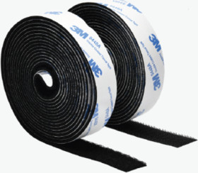 Velcro tape, 20 mm, self adhesive, PA, black, 3 m, BYB-5-12H0975