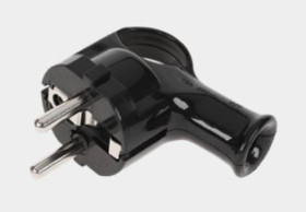 Wtyczka elektryczna przedłużacza kątowa z uziemieniem czarna 3A / 230V