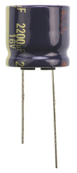 Kondensator 2200μF 16V dc Radialny, Otwór przelotowy Panasonic roztaw: 7.5mm 16 (Dia.) x 15mm