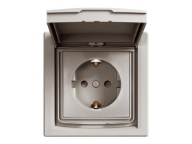 ASFORA Gniazdo pojedyncze z uziemieniem schuko z przesłonami z klapką IP44 brąz z ramką EPH3100369 SCHNEIDER ELECTRIC