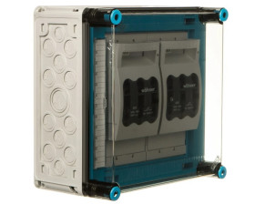 Skrzynka Mi z rozł. bezp. mocy, IP 65, wlk. 2, szyny zb. 250 A, 2xNH 00, 125 A, 3-bieg. +PE+N Mi 6265 20001284
