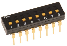 Przełącznik DIP 8-pozycyjny 8P THT 100 mA przy 5 V DC -20 → +70°C