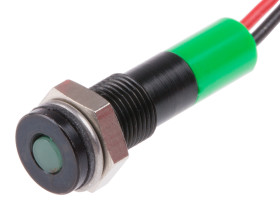 Lampka kontrolna do montażu panelowego 12V dc, zielona 6mm LED Wyprowadzenia RS PRO