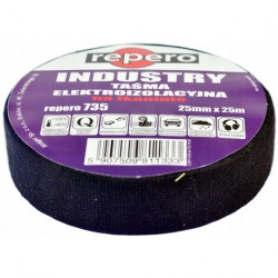Taśma izolacyjna INDUSTRY na tkaninie 25mm x 25m Repero 735 czarna