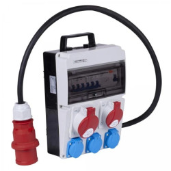 Rozdzielnica budowlana CAS_4-SFI hermetyczna IP44 Wyposażona + 2x gniazdo siłowe 5p (400V 32A + 16A) + 3x gniazdo 2P+Z (230V 16A