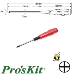 Wkrętak krzyżak PH1, seria Pro-Soft, 185mm, Proskit 89402B