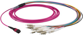 FO patch cable, LC duplex to MTP-F, 1 m, OM3, MTPF12LCOM3-1