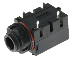 Złącze Jack 6,35 mm Żeński Mono Montaż na płytce drukowanej Czarny, niebieski 5A