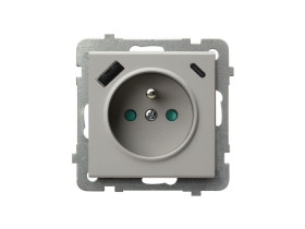 SONATA Gniazdo pojedyncze z uziemieniem z przesłonami z ładowarką USB A+C kaszmirowy GP-1RZPUSBAC/m/82 OSPEL