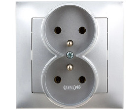 IMPRESJA Gniazdo podwójne z/u srebrne GP-2YZ/18