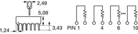 Resistor network, SIP-8, 100 Ω, 0.3 W, ±2 %, 4 resistors, 4608X-102-101LF
