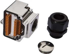 VK000028, łącznik, kątowy, do samodzielnego montażu, połączenie śrubowe, M25 x 1.5, Ø14-18mm, 2A, 30V