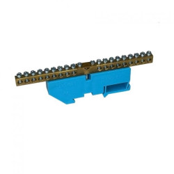 Listwa zerowa zaciskowa mocowana na szynę LZ18 niebieska 18‑torowa
