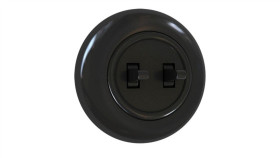 Włącznik Światła Podtynkowy Podwójny Z Ramką 10Ax 250V Ip20 Czarny Połysk