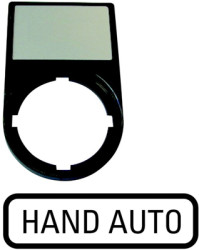 Label holder, with sign, “HAND AUTO”, 216492