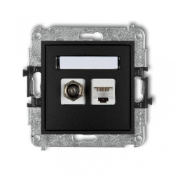 MINI Gniazdo antenowe typu F (SAT) + gniazda komputerowe 1xRJ45 kat. 5e czarny mat 12MGFK-1
